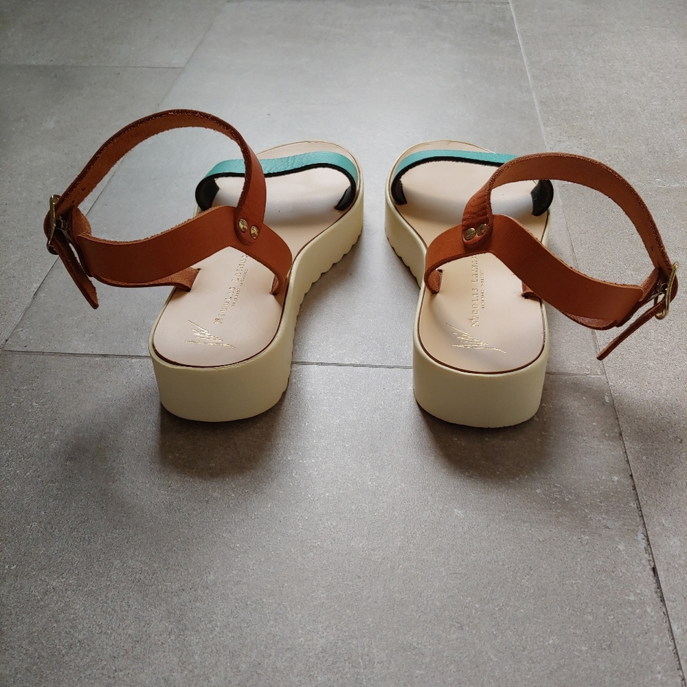 Greek Leather Platform Sandals Nicolas Lainas Size 6 EU 36 - Picture 12 of 15